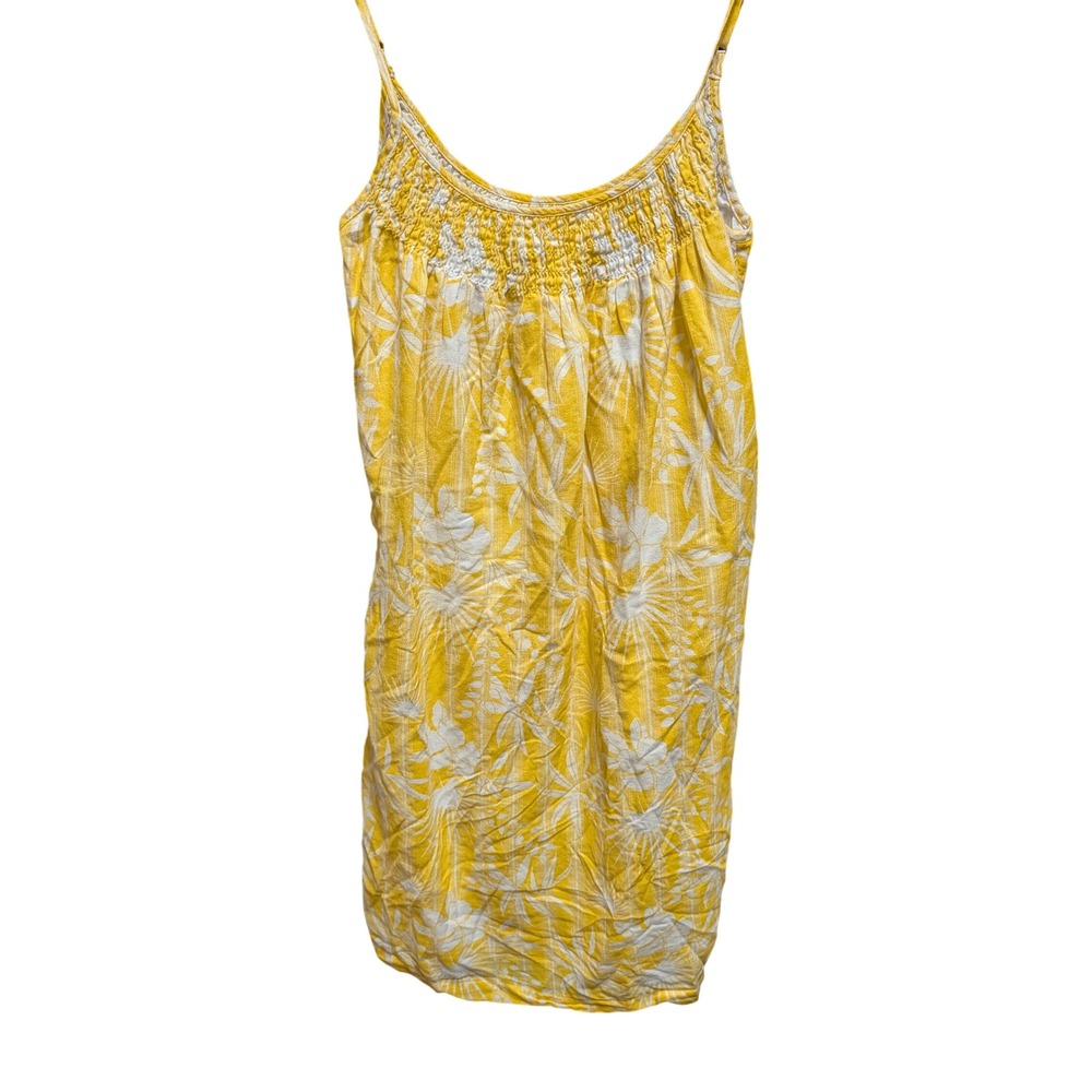 Carve Designs Sundress Womens M Yellow Excellent Smocked Tropical Floral Mini